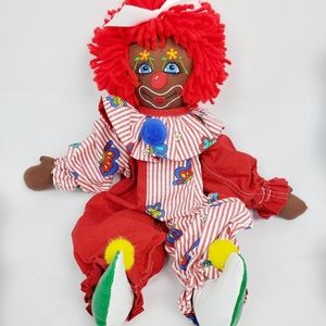 Rare Stuffed Plush Brown Skinned Clown Doll Artist